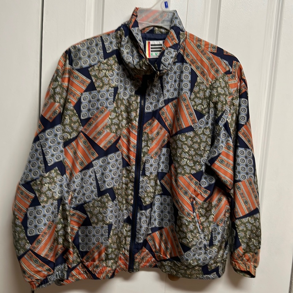 EVR Multi Color Paisley Print Vintage 90’s Silk Zipper Bomber Jacket Size M